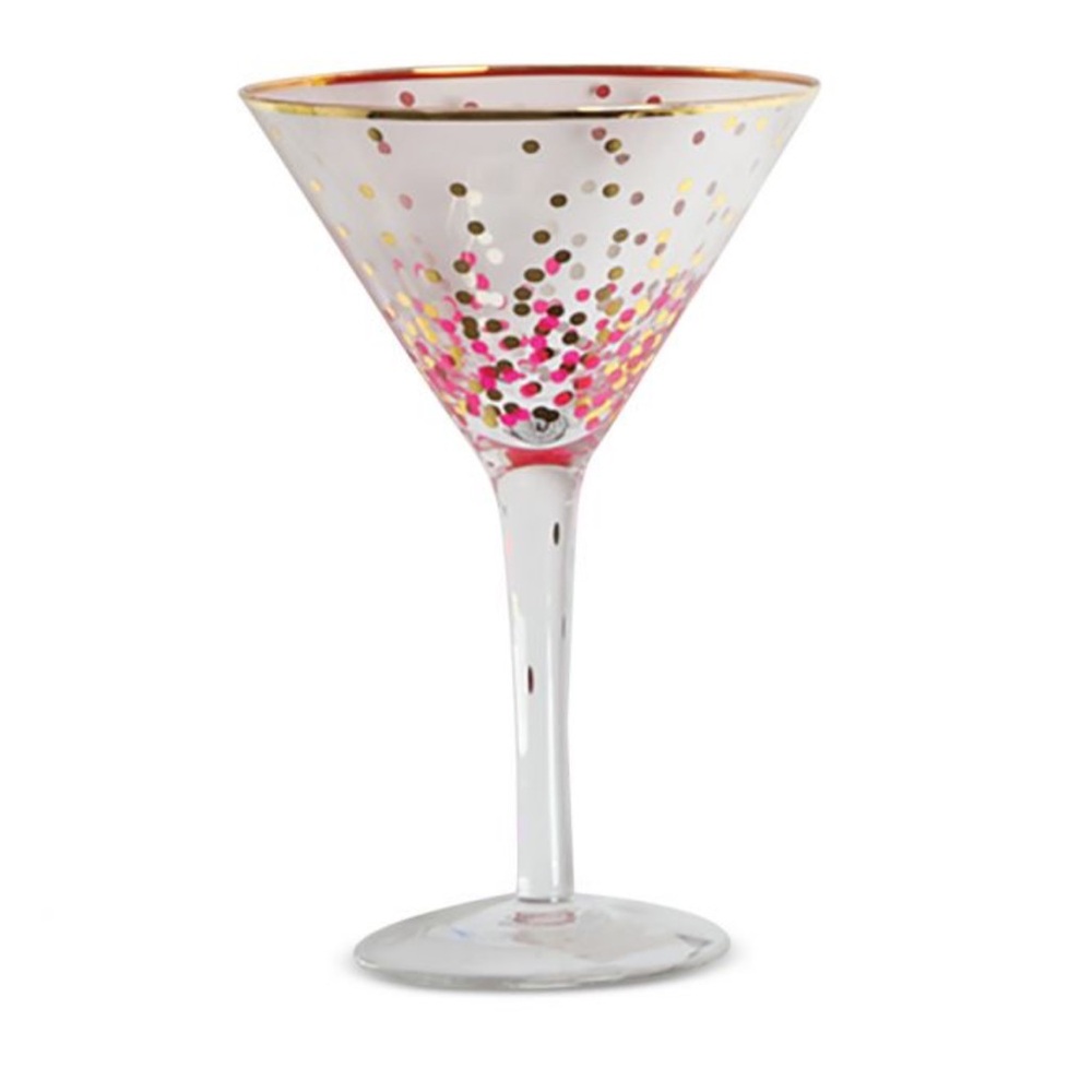 8 Oak Lane Pink & Gold Confetti Dot Martini Glass